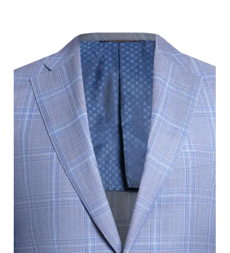 Light Blue Windowpane Suit | Italian Pattern | DELETTO in Milano