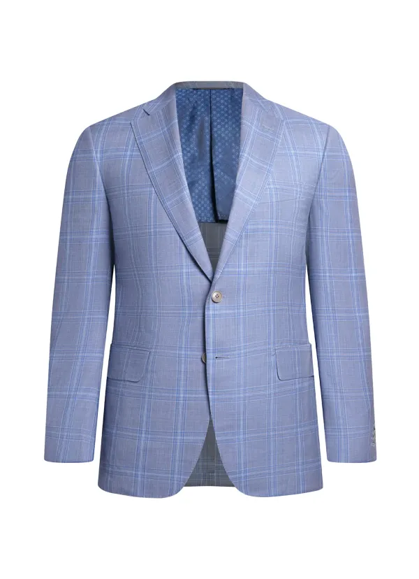 Light Blue Windowpane Suit | Italian Pattern | DELETTO in Milano