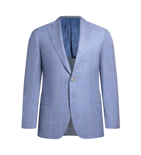 Light Blue Windowpane Suit | Italian Pattern | DELETTO in Milano