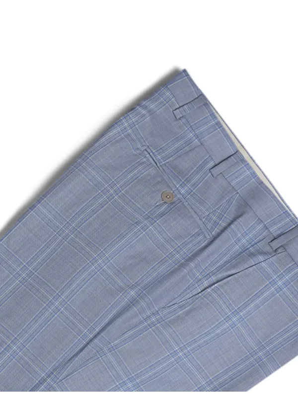 Light Blue Windowpane Suit | Italian Pattern | DELETTO in Milano