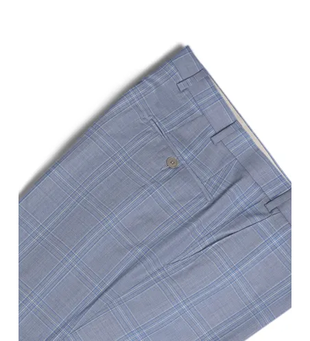 Light Blue Windowpane Suit | Italian Pattern | DELETTO in Milano