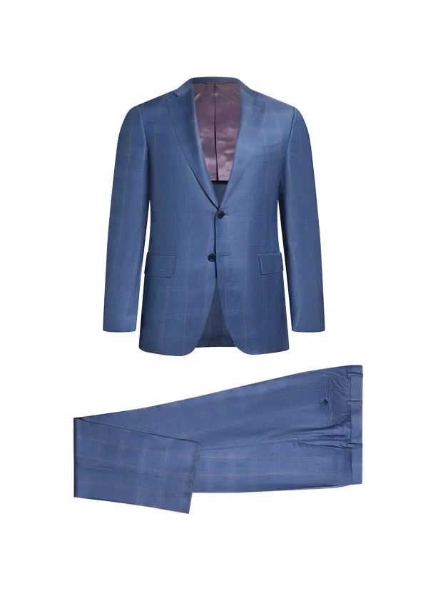 Navy Blue Wool Silk Suit | Italian Business | DELETTO in Milano