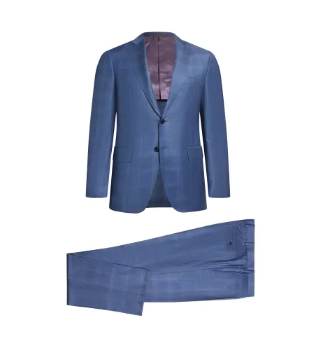 Navy Blue Wool Silk Suit | Italian Business | DELETTO in Milano