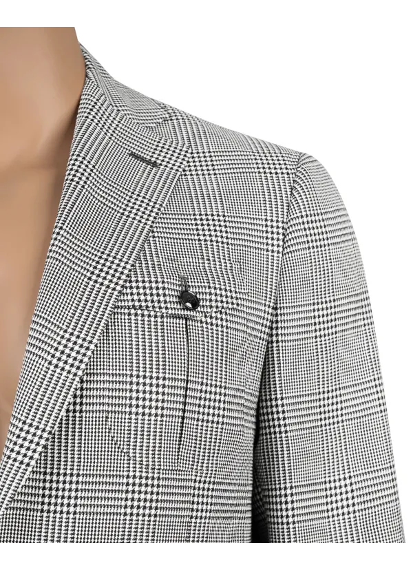 Black White Check Italian Sport Jacket | Hand-Sewn Safari Pockets | DELETTO in Milano