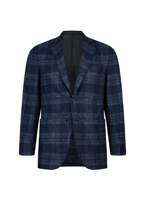 Dark Blue Alpaca Italian Sport Jacket | Luxury Wool Blend | DELETTO in Milano