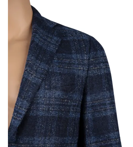 Dark Blue Alpaca Italian Sport Jacket | Luxury Wool Blend | DELETTO in Milano