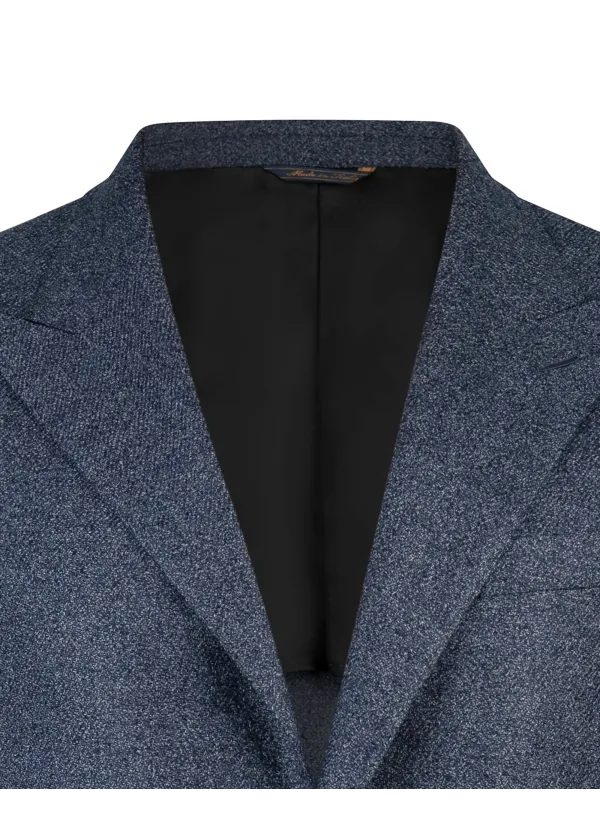 Mid-Blue Peak Lapel Italian Sport Jacket | Wool Silk Blend | DELETTO in Milano