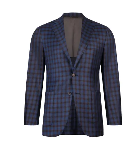 Maggiore Hand-Sewn Sport Jacket - Blue-Gray Cinnamon Box Pattern