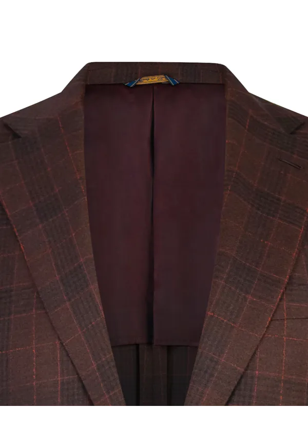 Maggiore Hand-Sewn Sport Jacket - Burgundy Box Pattern