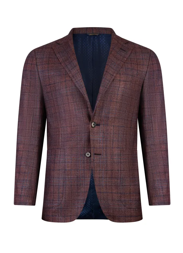 Maggiore Hand-Sewn Sport Jacket - Wine Blue Box Pattern