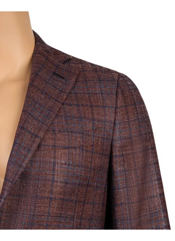 Maggiore Hand-Sewn Sport Jacket - Wine Blue Box Pattern