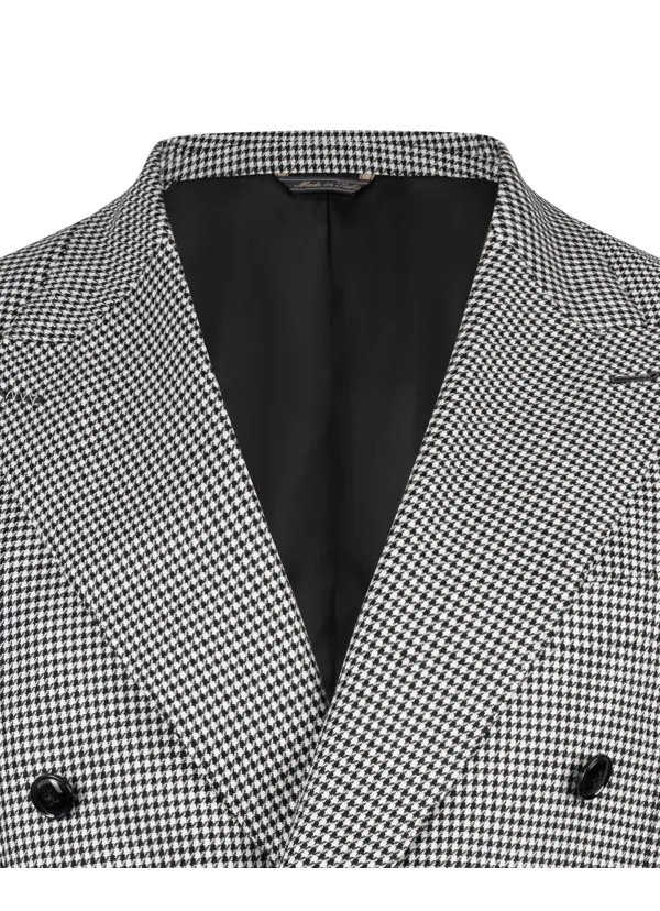 Houndstooth Double-Breasted Italian Jacket | Peak Lapel | DELETTO in Milano