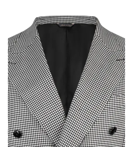 Houndstooth Double-Breasted Italian Jacket | Peak Lapel | DELETTO in Milano