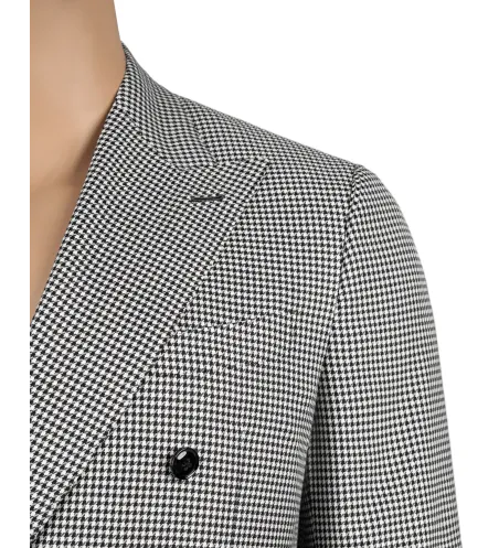 Houndstooth Double-Breasted Italian Jacket | Peak Lapel | DELETTO in Milano