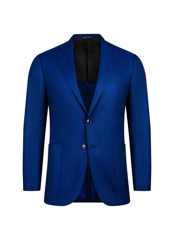 Blue Black Italian Sport Jacket | Super 160s Wool | DELETTO in Milano