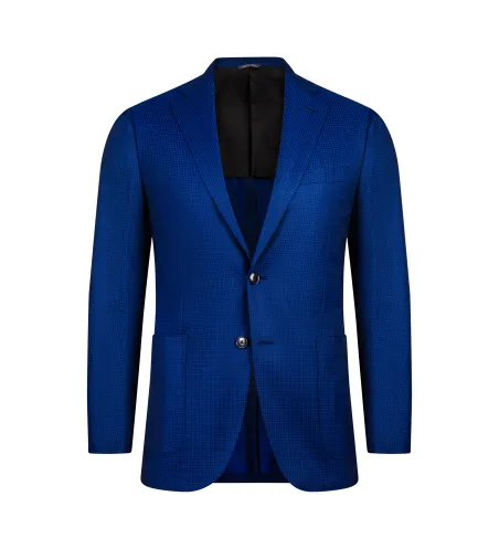 Maggiore Hand-Sewn Sport Jacket - Blue Black Geometric Pattern