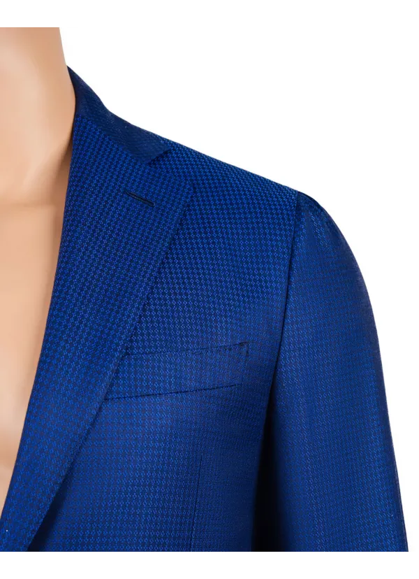 Maggiore Hand-Sewn Sport Jacket - Blue Black Geometric Pattern