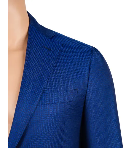 Maggiore Hand-Sewn Sport Jacket - Blue Black Geometric Pattern
