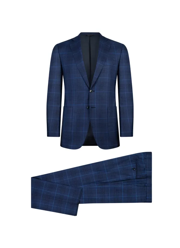 Blue Box Pattern Italian Suit | Hand-Sewn | DELETTO in Milano