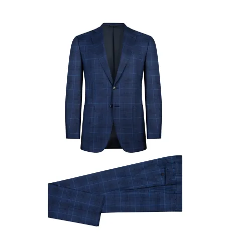 Blue Box Pattern Italian Suit | Hand-Sewn | DELETTO in Milano