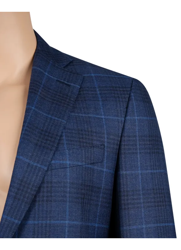 Blue Box Pattern Italian Suit | Hand-Sewn | DELETTO in Milano