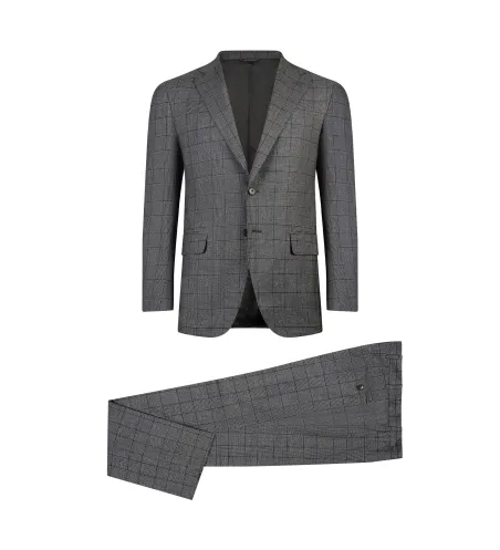 Gray Box Pattern Italian Suit | Handcrafted | DELETTO in Milano