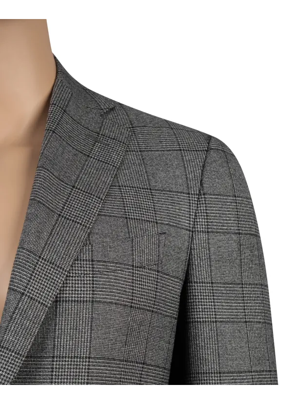 Maggiore Hand-Sewn Suit - Gray Black Box Pattern