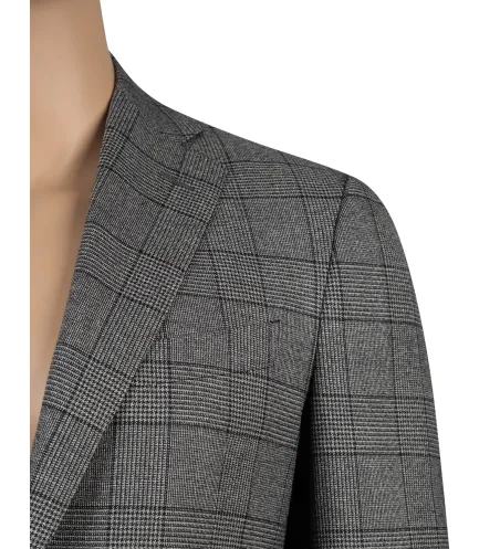 Maggiore Hand-Sewn Suit - Gray Black Box Pattern