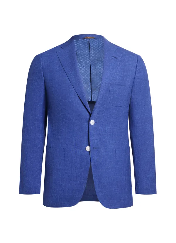 Royal Blue Textured Wool and Cashmere Maggiore Hand-Sewn Sport Jacket | Italian Lightweight Blaze