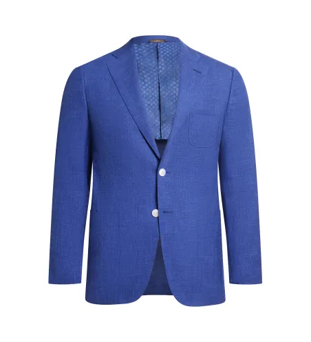Royal Blue Textured Wool and Cashmere Lipari Hand-Sewn Sport Jacket | Italian Lightweight Blaze