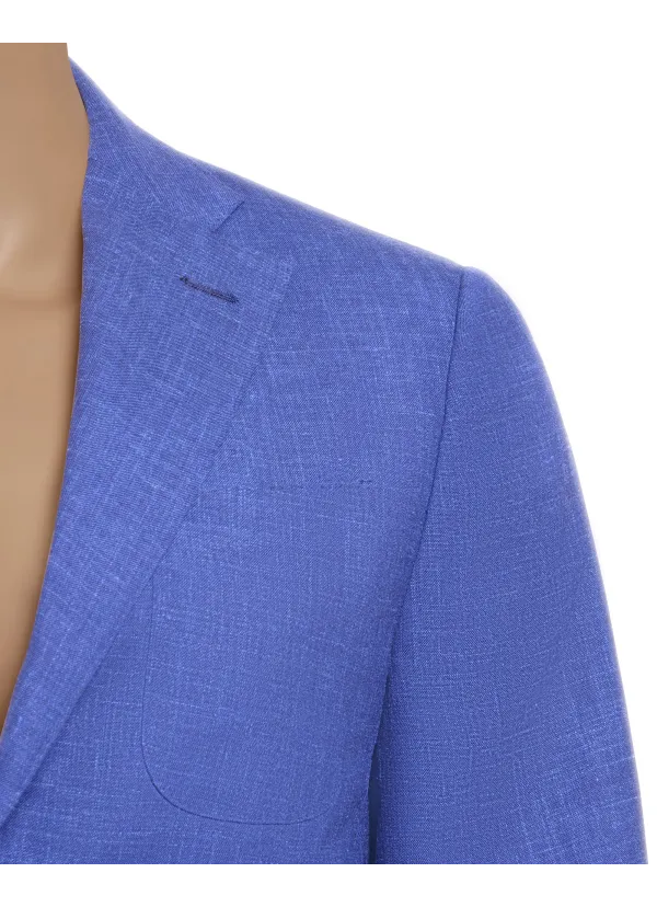 Royal Blue Textured Wool and Cashmere Lipari Hand-Sewn Sport Jacket | Italian Lightweight Blaze