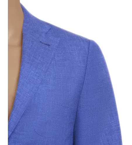Royal Blue Textured Wool and Cashmere Lipari Hand-Sewn Sport Jacket | Italian Lightweight Blaze