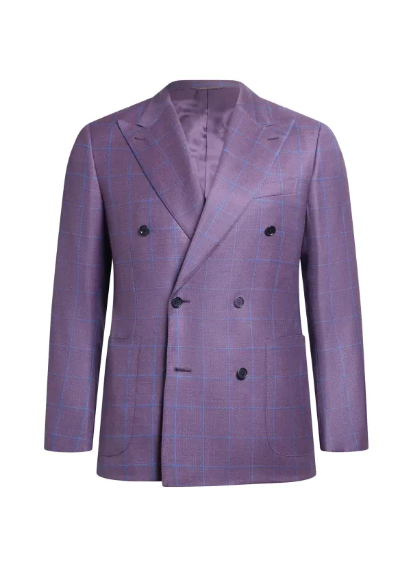 Lilac Purple Wool and Silk Umbria Hand-Sewn Double-Breasted Jacket