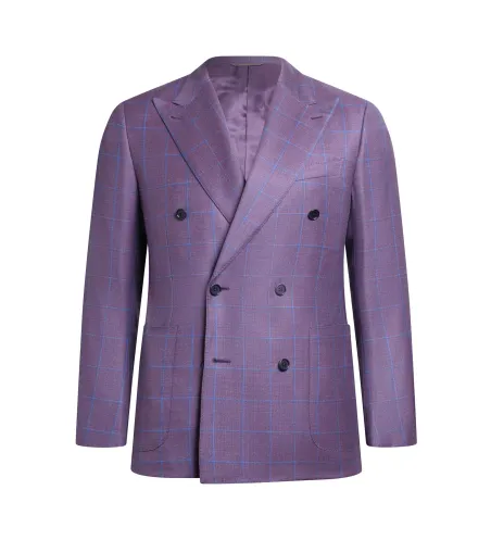 Lilac Purple Wool and Silk Umbria Hand-Sewn Double-Breasted Jacket