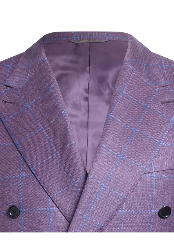 Lilac Purple Wool and Silk Lipari Hand-Sewn Double-Breasted Sport Jacket | Italian Formal Blaze