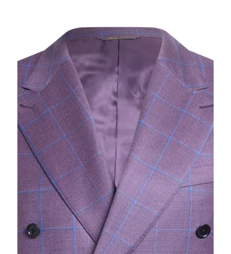 Lilac Purple Wool and Silk Umbria Hand-Sewn Double-Breasted Jacket