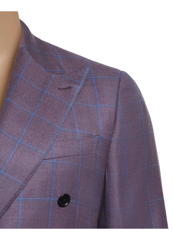 Lilac Purple Wool and Silk Umbria Hand-Sewn Double-Breasted Jacket