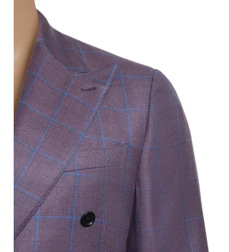 Lilac Purple Wool and Silk Umbria Hand-Sewn Double-Breasted Jacket