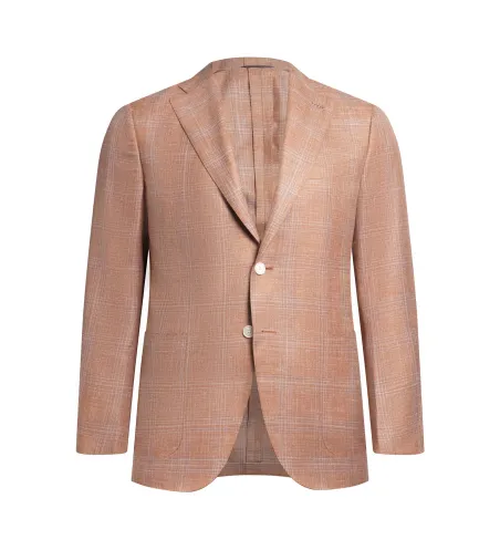 Coral Pink Linen and Silk Lipari Hand-Sewn Sport Jacket | Italian Summer Blazer