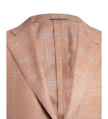 Coral Pink Linen and Silk Lipari Hand-Sewn Sport Jacket | Italian Summer Blazer