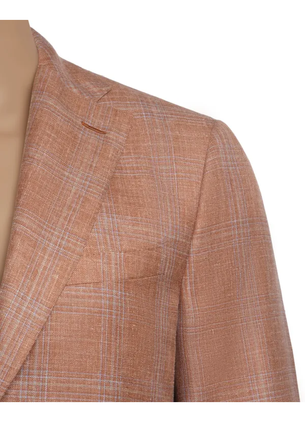 Coral Pink Linen and Silk Lipari Hand-Sewn Sport Jacket | Italian Summer Blazer
