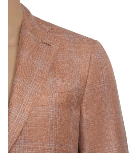Coral Pink Linen and Silk Lipari Hand-Sewn Sport Jacket | Italian Summer Blazer