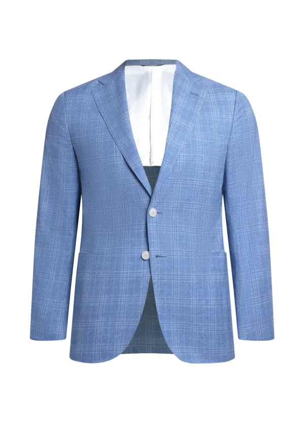 Periwinkle Blue Wool and Linen Maggiore Hand-Sewn Peak-Lapel Sport Jacket | Italian Lightweight Jacket