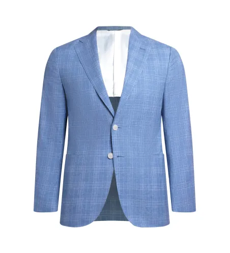 Periwinkle Blue Wool and Linen Maggiore Hand-Sewn Peak-Lapel Sport Jacket | Italian Lightweight Jacket