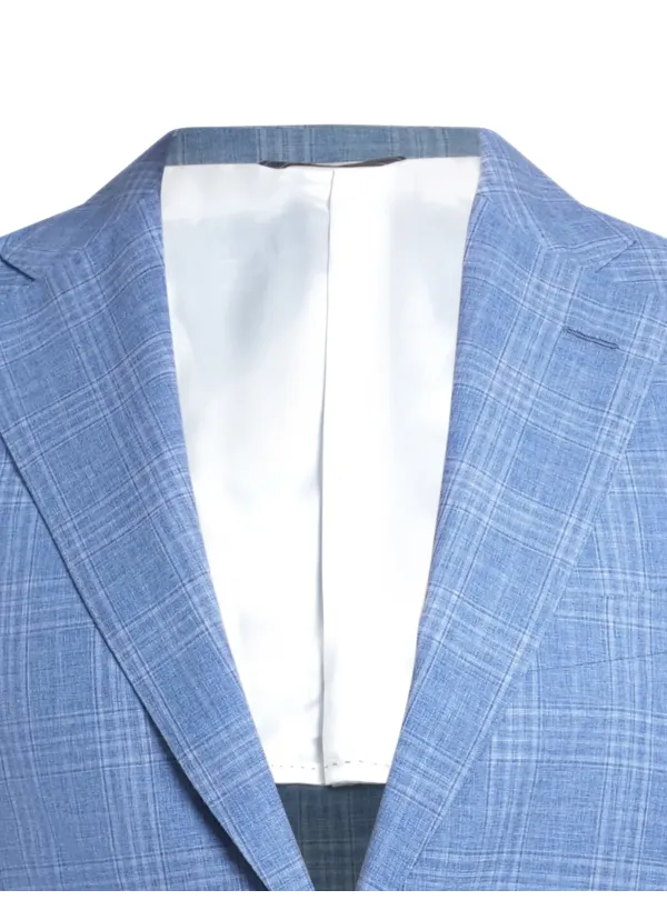 Periwinkle Blue Wool and Linen Maggiore Hand-Sewn Peak-Lapel Sport Jacket | Italian Lightweight Jacket
