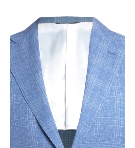 Periwinkle Blue Wool and Linen Maggiore Hand-Sewn Peak-Lapel Sport Jacket | Italian Lightweight Jacket