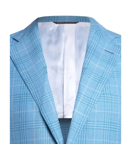 Turquoise Blue Wool and Silk Maggiore Hand-Sewn Sport Jacket | Italian Statement Jacket