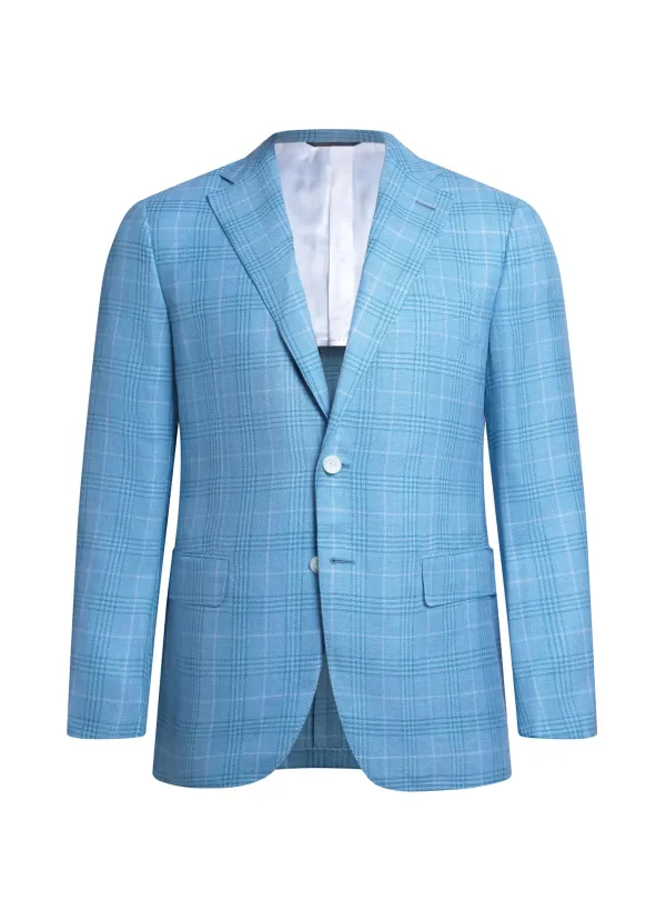 Turquoise Blue Wool and Silk Maggiore Hand-Sewn Sport Jacket | Italian Statement Jacket