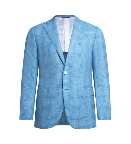 Turquoise Blue Wool and Silk Maggiore Hand-Sewn Sport Jacket | Italian Statement Jacket