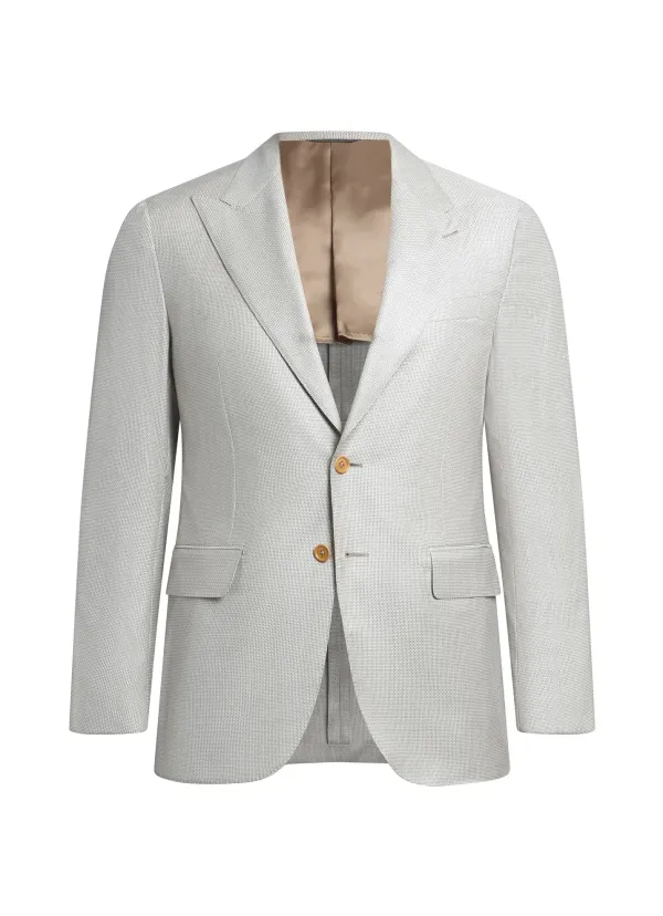 Cream Beige Linen and Cotton Maggiore Hand-Sewn Peak-Lapel Sport Jacket | Italian Lightweight Jacket
